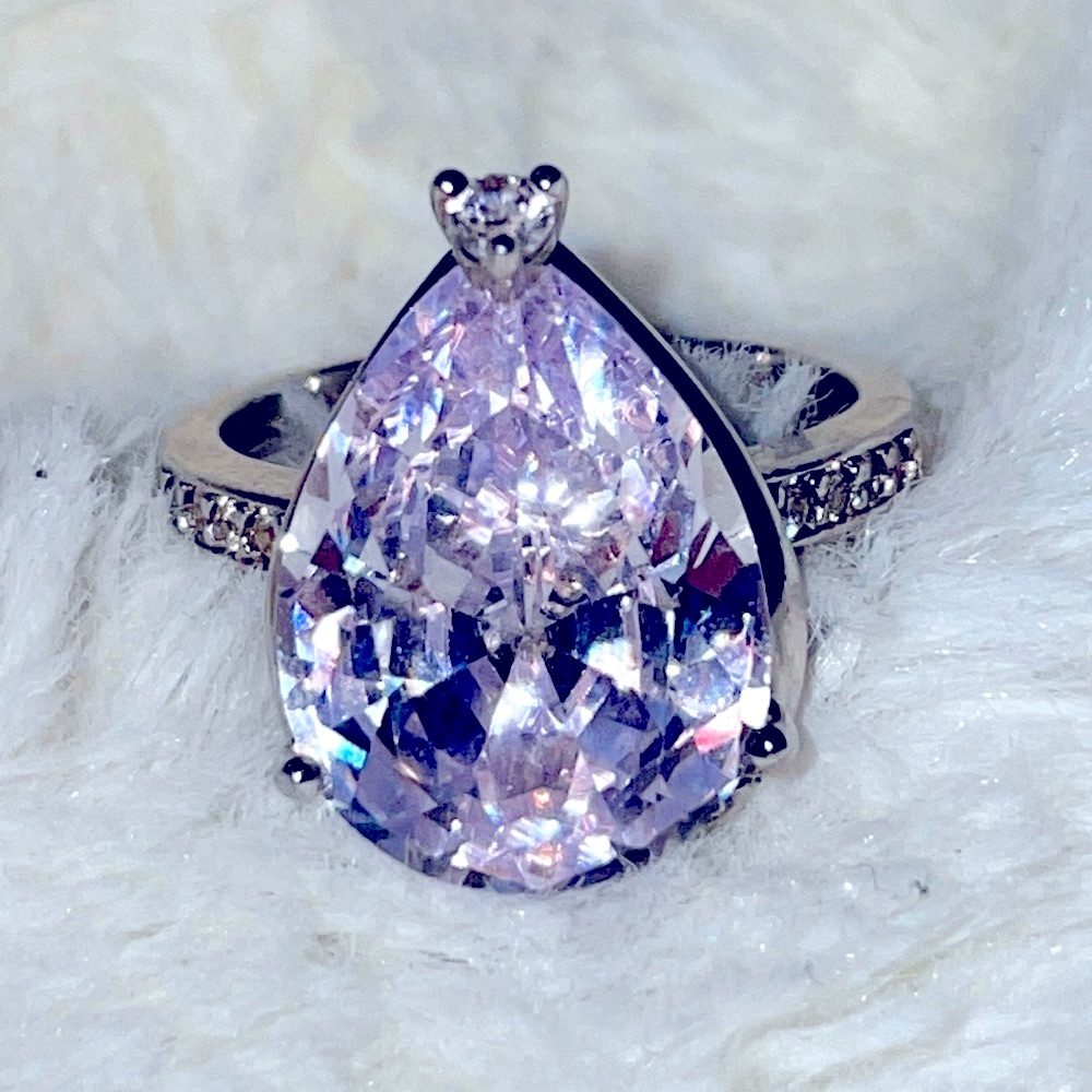STAUER pear drop luxury engagement ring women’s size 7